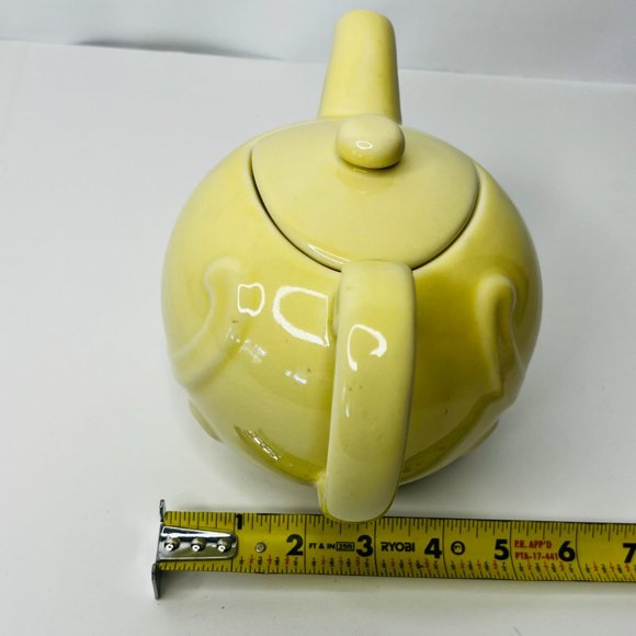 Vintage Coorsite  TeaPot Lid # 902 Pale Yellow 16oz. Glaze Art Deco Shape Swirls - Picture 13 of 13